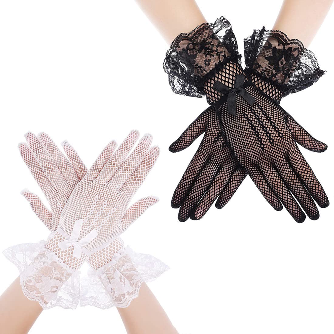 Amazon | [Morices] 2組 女性 レースの手袋、エレガント フラウ